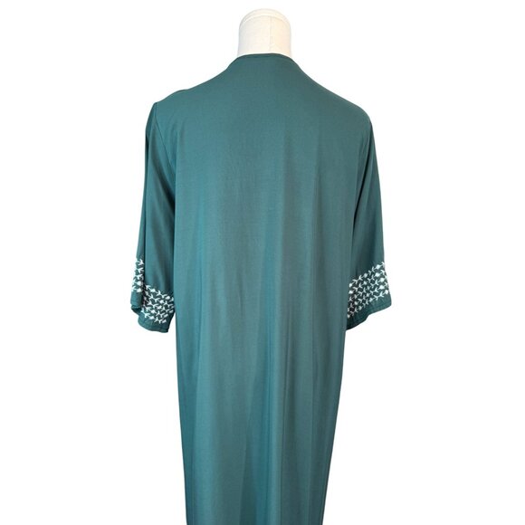 NWOT Boho Gypsy Beach Goddess Green Long Caftan Dress Cover-up V-Neckline & Tie - Picture 8 of 10